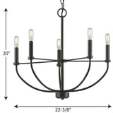 Progress Lighting Leyden 5-Light Matte Black Transitional Chandelier