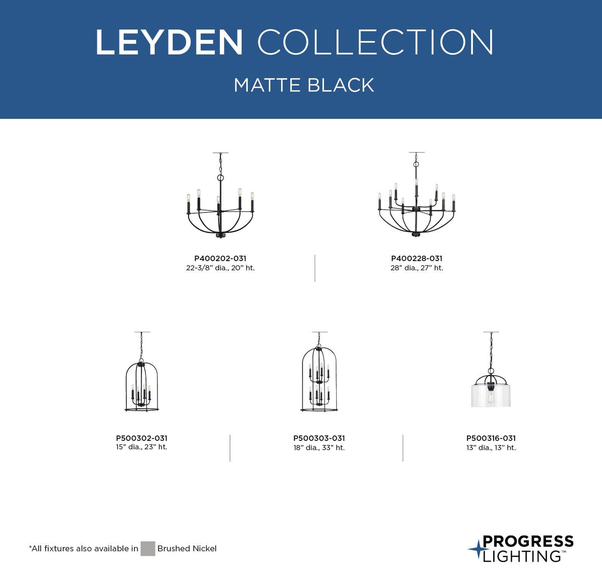 Progress Lighting Leyden 4-Light Brushed Nickel Transitional Lantern Medium Hanging Pendant Light