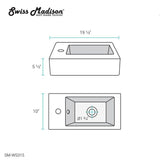 Swiss Madison Voltaire 19.5 in. x 10 in. Rectangular Ceramic Wall Hung Vessel Sink with Left Side Faucet Mount in White