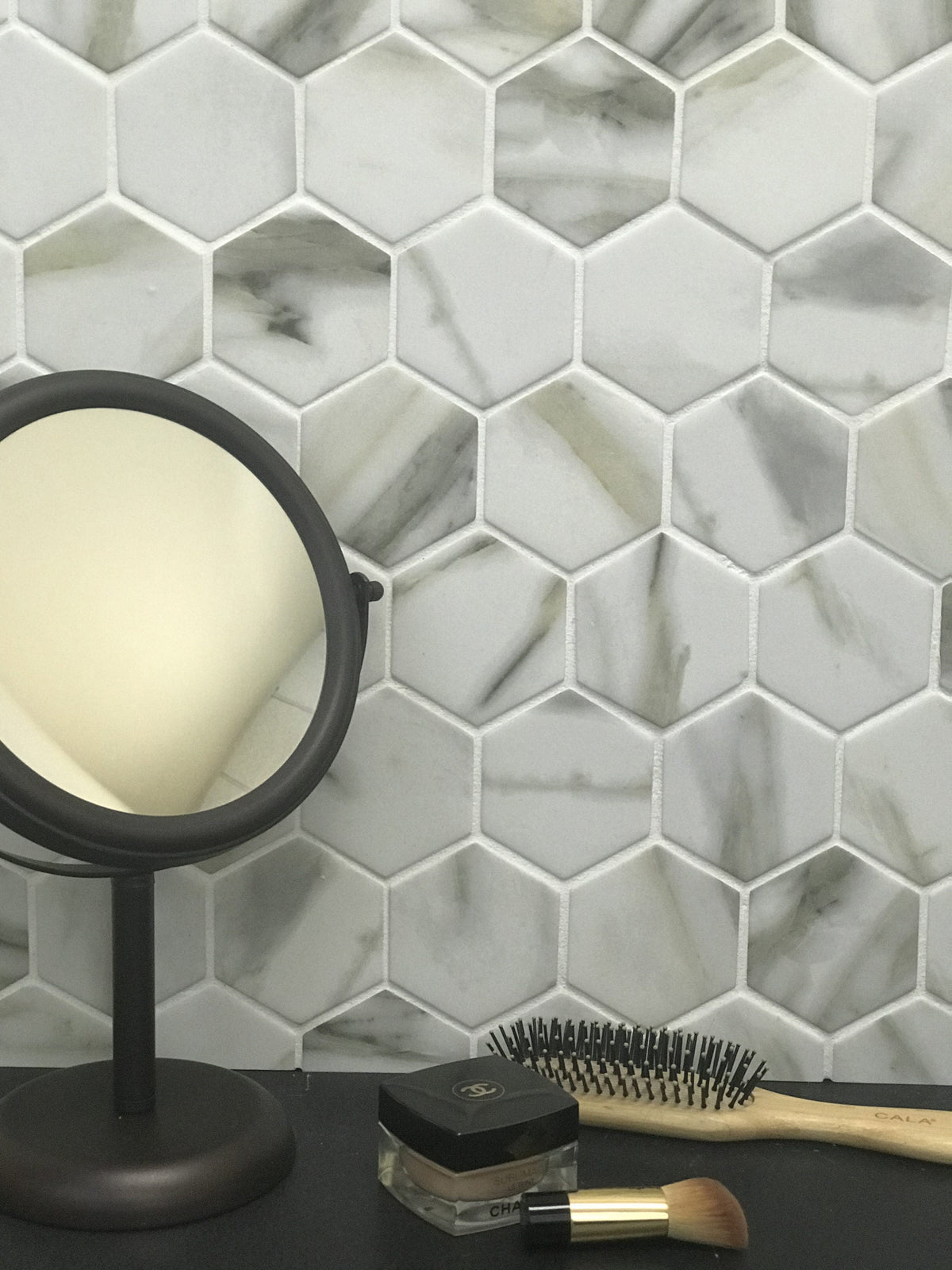 Apollo Tile (Sample) Beige 4-in x 4-in Matte Glass Honeycomb Wood Look Floor and Wall Tile