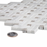 Apollo Tile (Sample) White, Beige 4-in x 4-in Polished Glass/Metal/Stone Marble Basketweave Marble Look Floor and Wall Tile