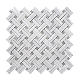 Apollo Tile White, Beige 11-in x 11-in Polished Natural Stone Marble Basketweave Marble Look Floor and Wall Tile (4.47-sq. ft/ Carton)