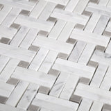Apollo Tile White, Beige 11-in x 11-in Polished Natural Stone Marble Basketweave Marble Look Floor and Wall Tile (4.47-sq. ft/ Carton)