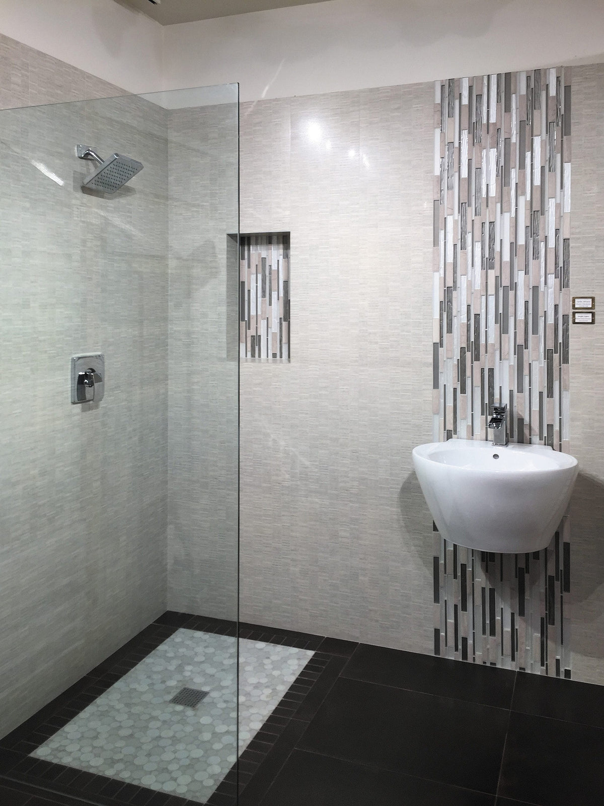 Apollo Tile (Sample) White, Gray 4-in x 4-in Polished Glass/Metal/Stone Marble Brick Look Floor and Wall Tile