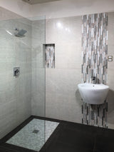 Apollo Tile (Sample) White, Gray 4-in x 4-in Polished Glass/Metal/Stone Marble Brick Look Floor and Wall Tile