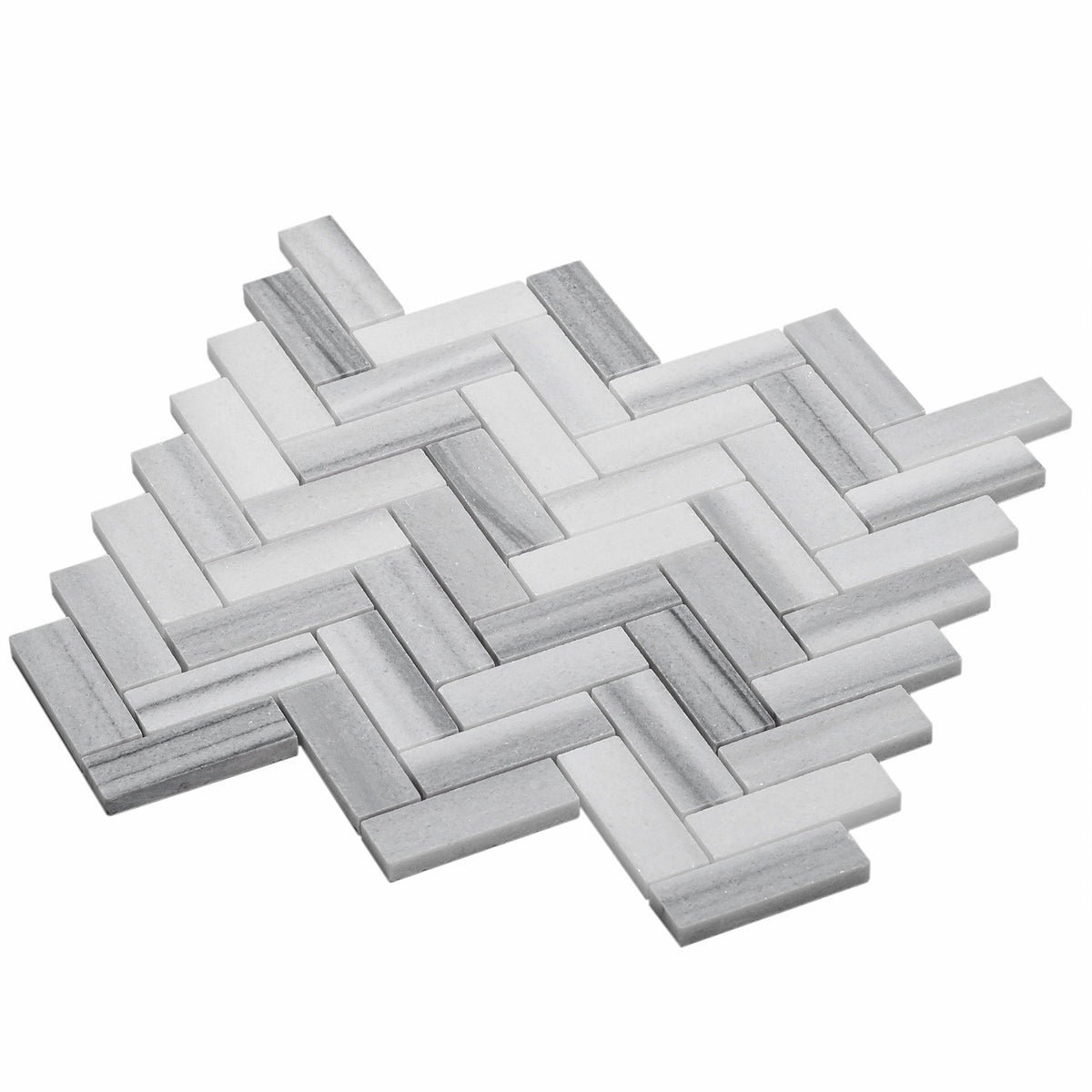 Apollo Tile (Sample) Gray 4-in x 4-in Polished Glass/Metal/Stone Marble Herringbone Floor and Wall Tile