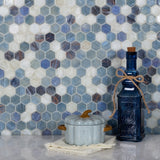 Apollo Tile Moonstone Blue 10-in x 11-in Glossy Glass Hexagon Floor and Wall Tile (8.63-sq. ft/ Carton)