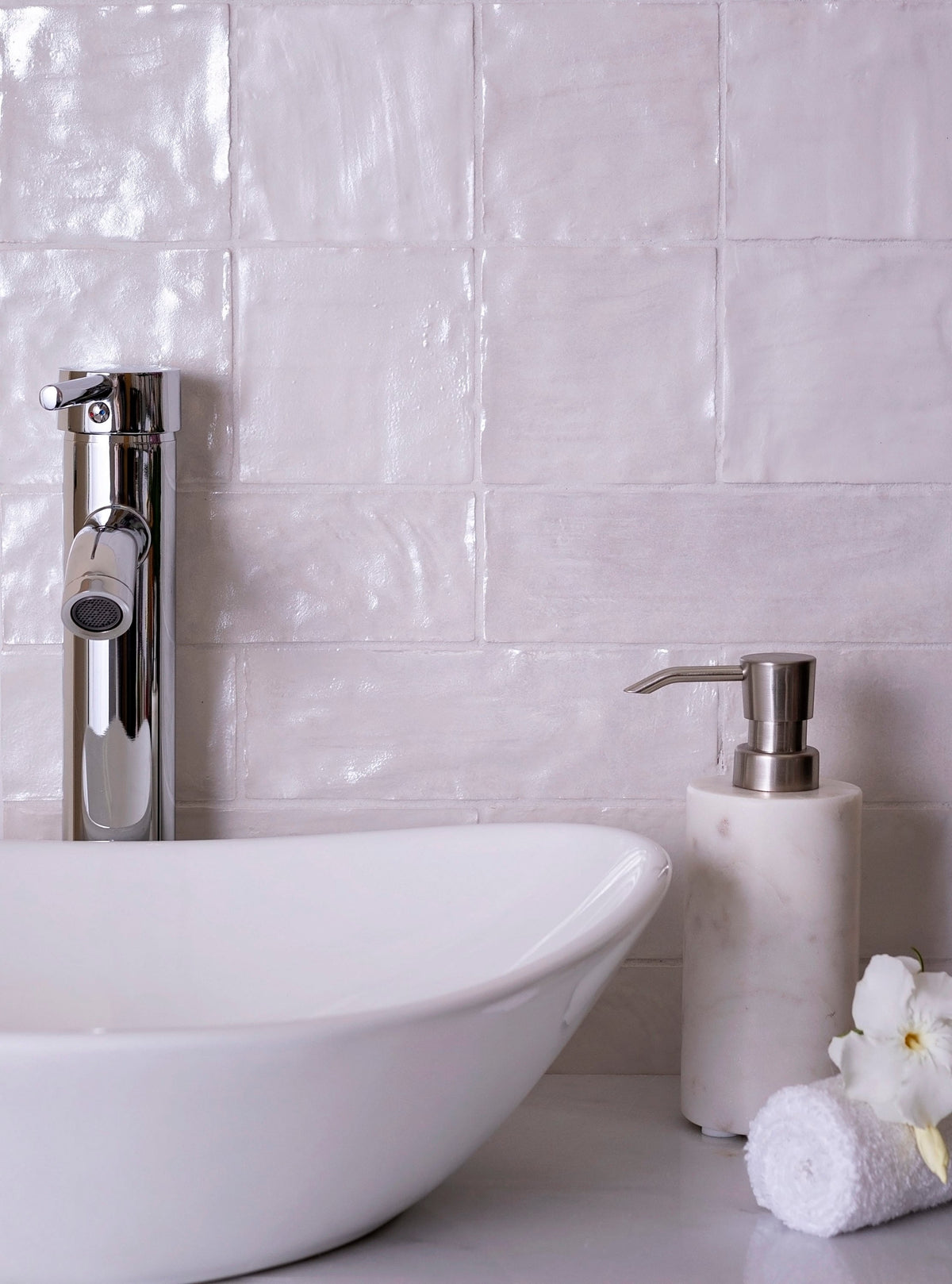 Apollo Tile (Sample) Duchess White 4-in x 4-in Glossy Ceramic Wall Tile