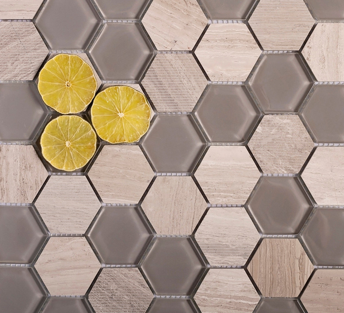 Apollo Tile (Sample) Gray 4-in x 4-in Glossy Glass Honeycomb Floor and Wall Tile
