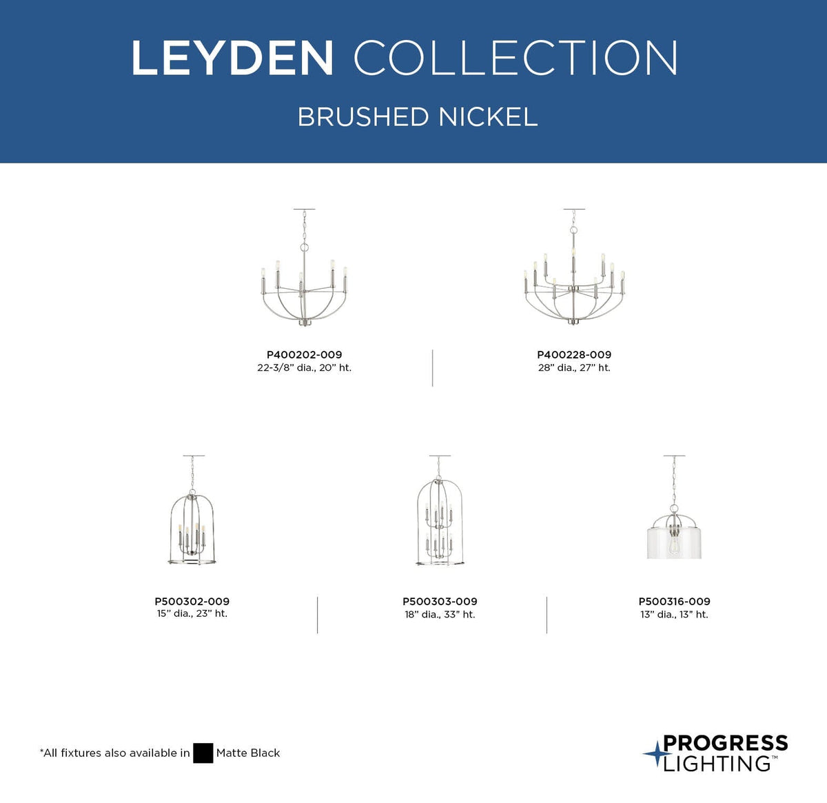 Progress Lighting Leyden 5-Light Matte Black Transitional Chandelier