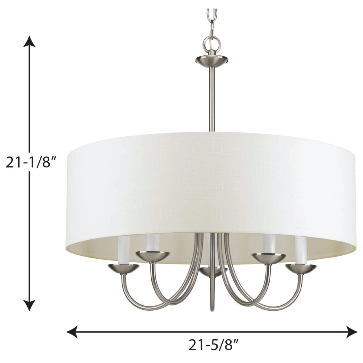 Progress Lighting Drum Shade 5-Light Brushed Nickel Transitional Chandelier