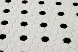 Satori Hudson Brilliant White and Black 10-in x 12-in Matte Porcelain Hexagon Mosaic Wall Tile (0.82-sq. ft/ Piece)