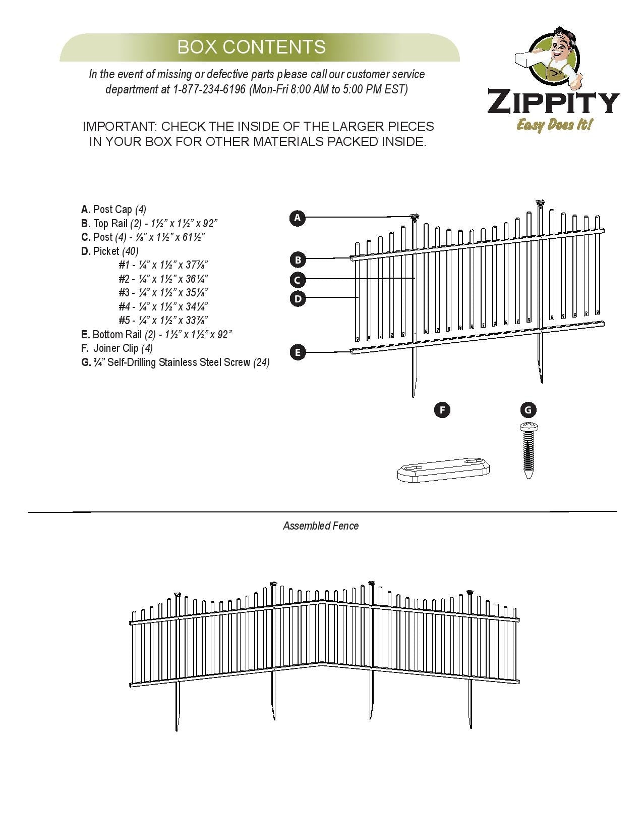Zippity Outdoor Products Manchester 2 Panels 3.5-ft H x 7.5-ft W White Privacy Vinyl Scallop Fence Panel (Unassembled)