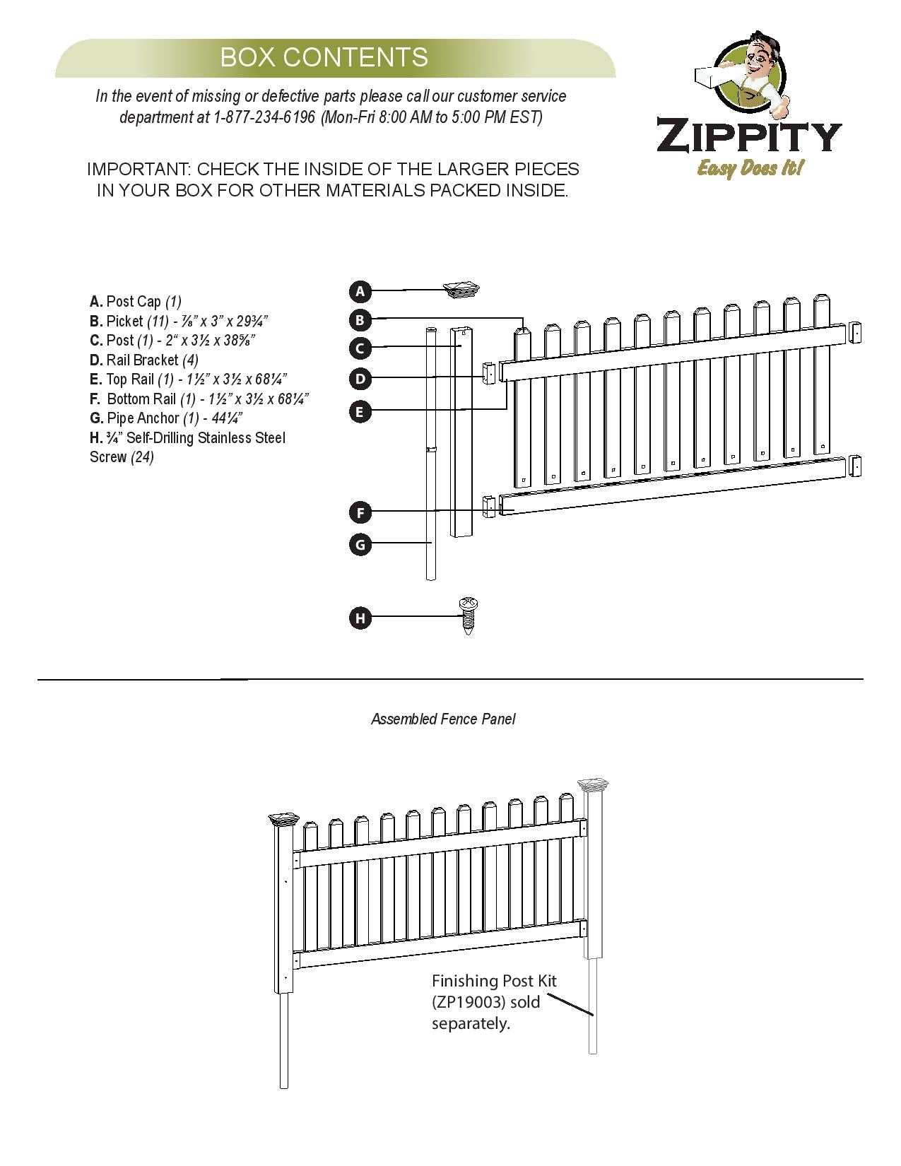 Zippity Outdoor Products Newport 3-ft H x 6-ft W White Privacy Vinyl Picket Fence Panel (Unassembled)