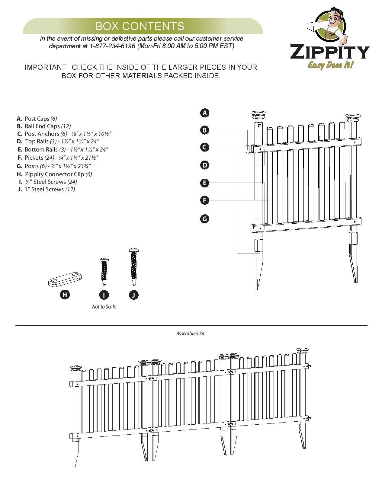 Zippity Outdoor Products Roger Rabbit 3 Panels 2-ft H x 2-ft W White Vinyl Flat-top Fence Panel (Unassembled)