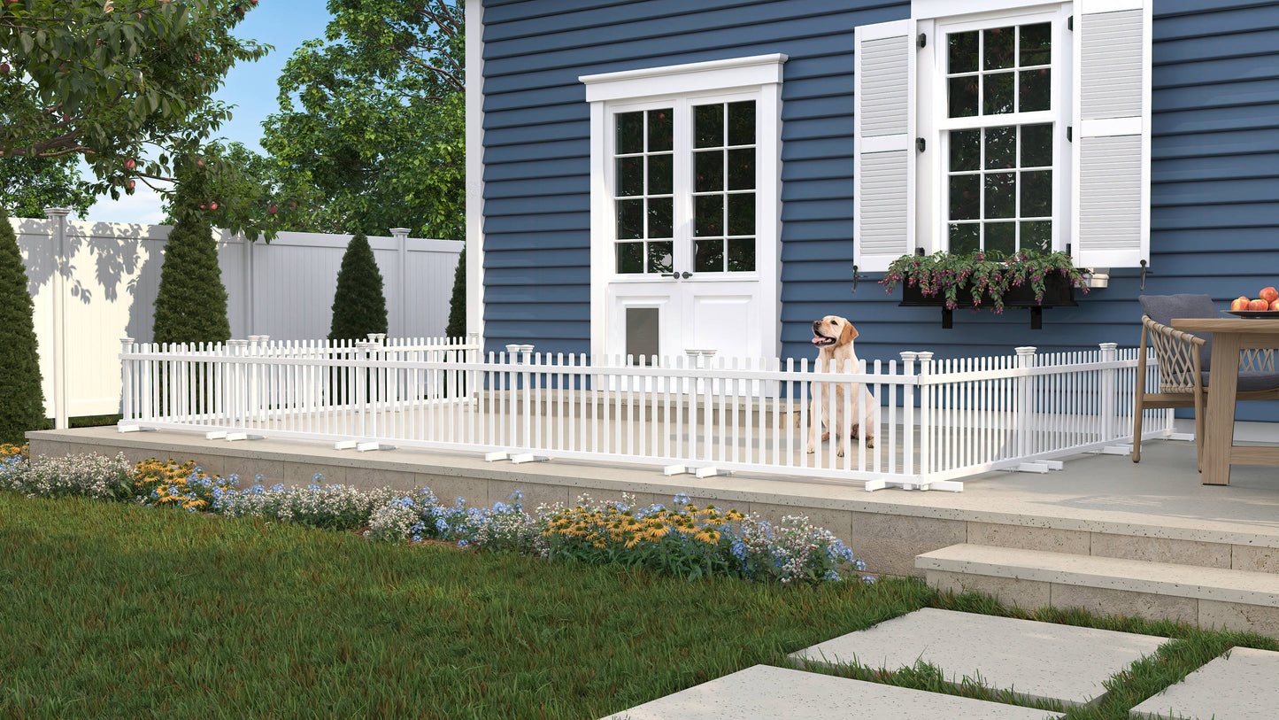 Zippity Outdoor Products Portable Puppy 2 Panels 2-ft H x 3.5-ft W White Privacy Vinyl Flat-top Fence Panel (Unassembled)