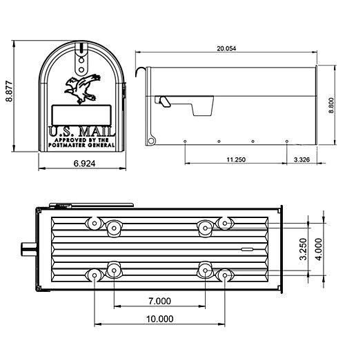 Gibraltar Mailboxes Classic Medium, Steel, Post Mount Mailbox, White, T1S00W00