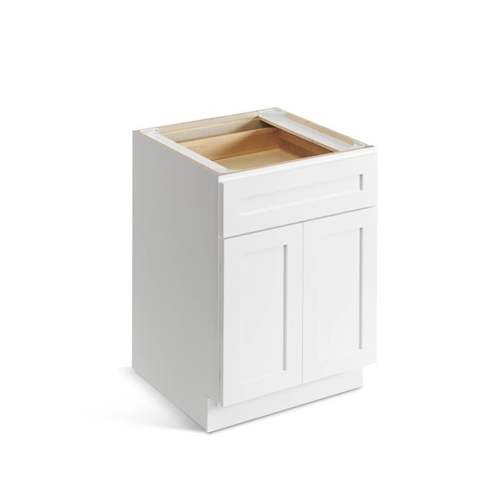 Valleywood Cabinetry Pure White 24-in W x 34.5-in H x 24-in D Pure White Birch 1-Drawer Base Ready To Assemble Plywood Cabinet (Flat Panel Shaker Style)