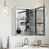 allen + roth 20-in x 26-in Fog Free Surface/Recessed Mount Silver Mirrored Soft Close Medicine Cabinet