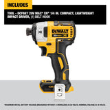 DEWALT XR 20-Volt MAX 1/4-in 3-Speed Brushless Cordless Impact Driver, Tool Only (DCF887B)