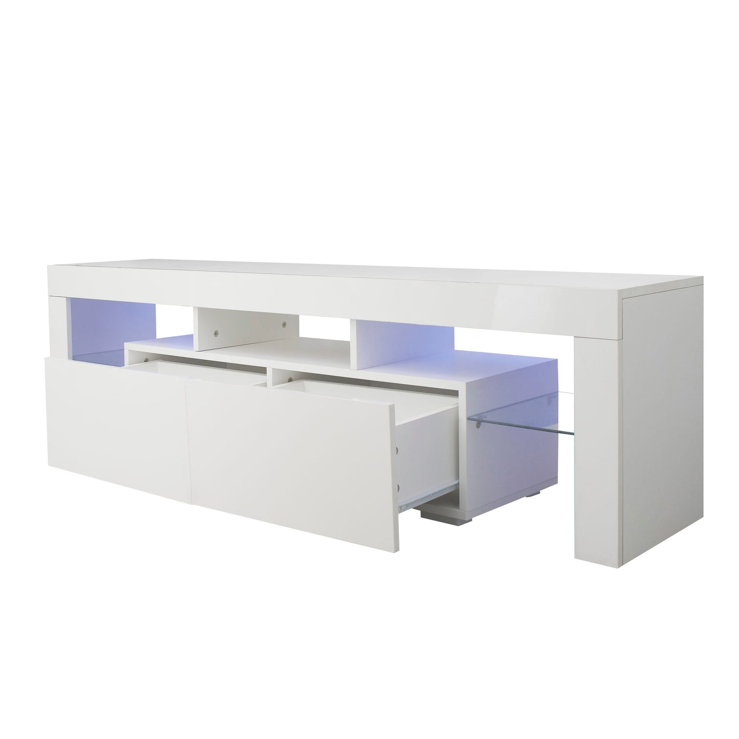 GZMR TV Base Stand with LED Light TV Cabinet Modern/Contemporary White TV Cabinet (Accommodates TVs up to 70-in)