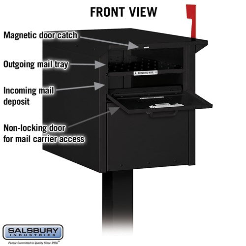 Durable Black Mail Chest with Secure Locking Doors and USPS Approval