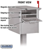 Durable Aluminum Mail Chest with Locking Doors and Signal Flag - Silver