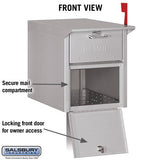 Durable Aluminum Mail Chest with Locking Doors and Signal Flag - Silver