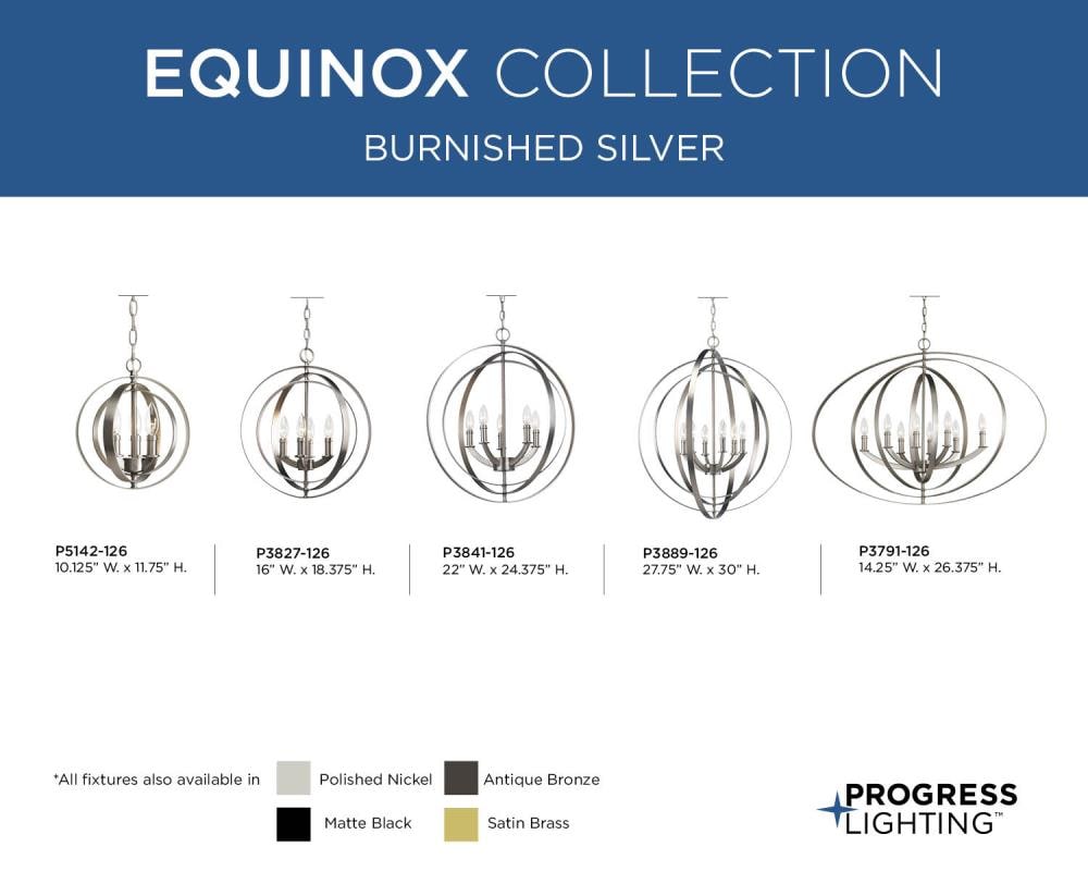 Progress Lighting Equinox 6-Light Brushed Nickel Transitional Globe Large Hanging Pendant Light