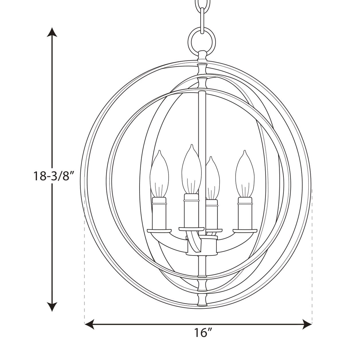 Progress Lighting Equinox 4-Light Antique Bronze Transitional Chandelier, 16-in W x 18.375-in H
