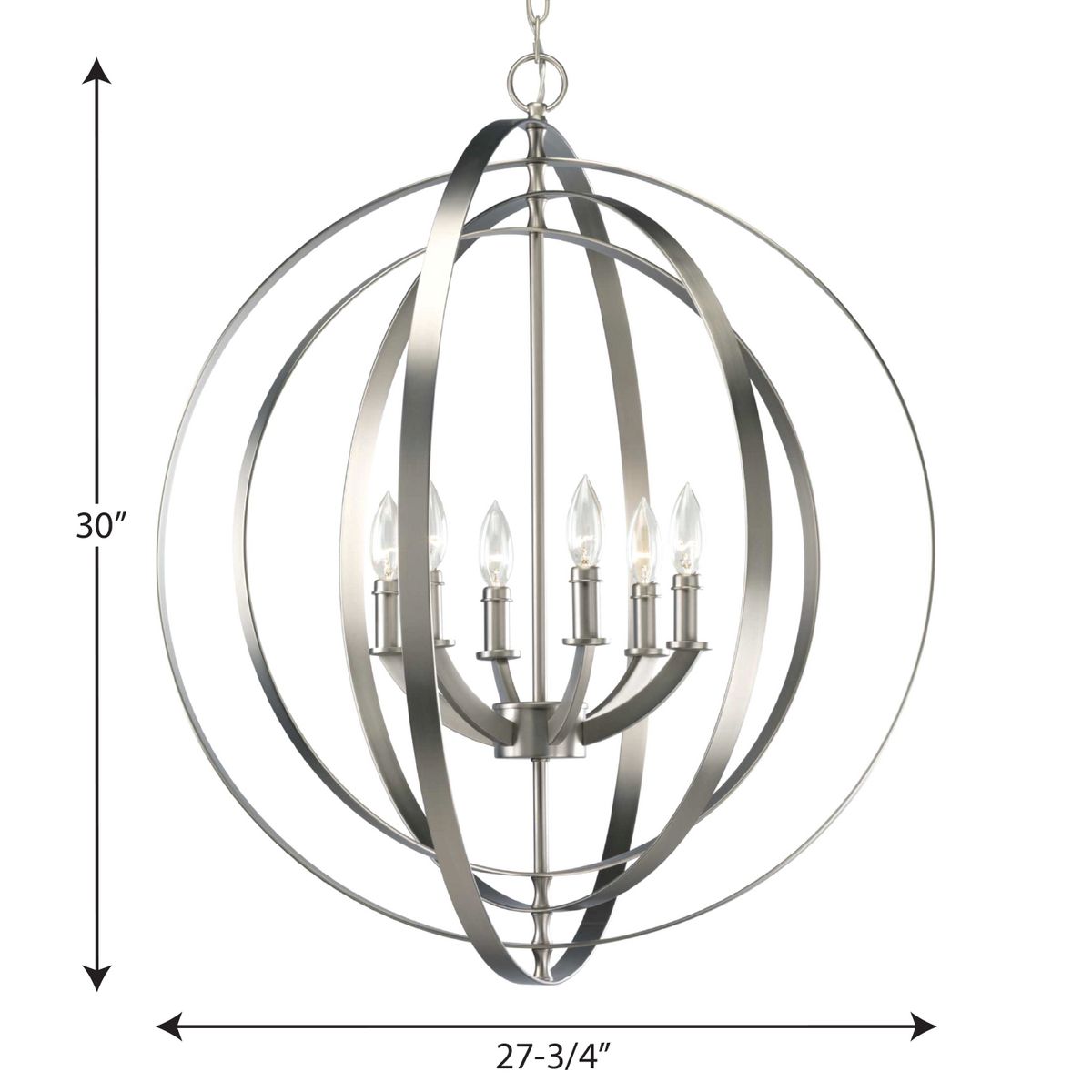 Progress Lighting Equinox 6-Light Gray Transitional Chandelier
