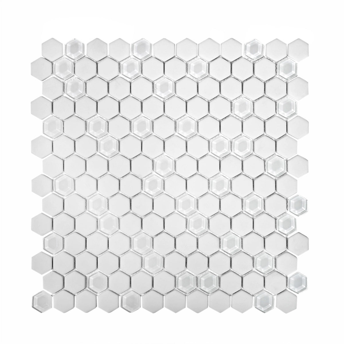 Apollo Tile White 12-in x 12-in Polished Recycled Glass Honeycomb Patterned Floor and Wall Tile (4.92-sq. ft/ Carton)