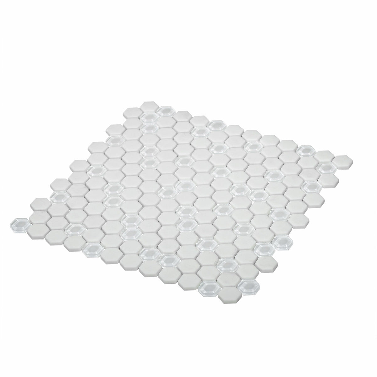 Apollo Tile White 12-in x 13-in Polished Recycled Glass Honeycomb Patterned Wall Tile (11.1-sq. ft/ Carton)