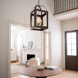 Kichler Vath 4-Light Black W/Natural Brass Industrial Lantern Large Hanging Pendant Light