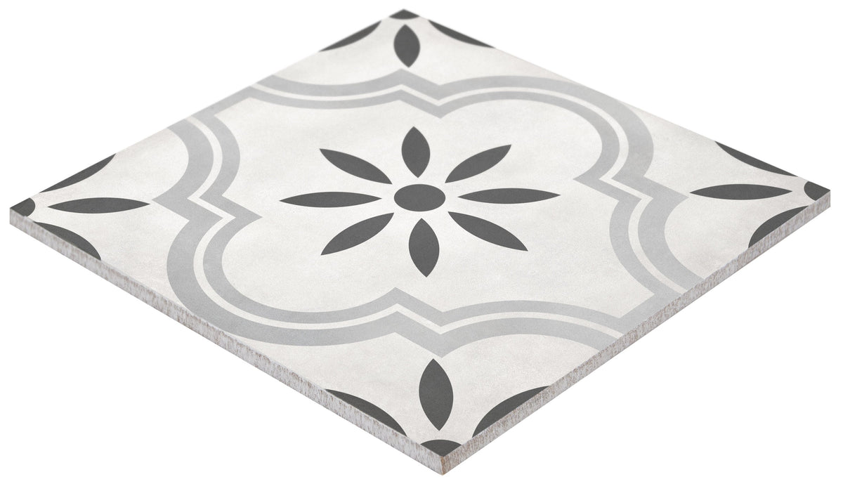 Satori Nouveau Arabesque Flora 8-in x 8-in Matte Porcelain Floor and Wall Tile (0.43-sq. ft/ Piece)