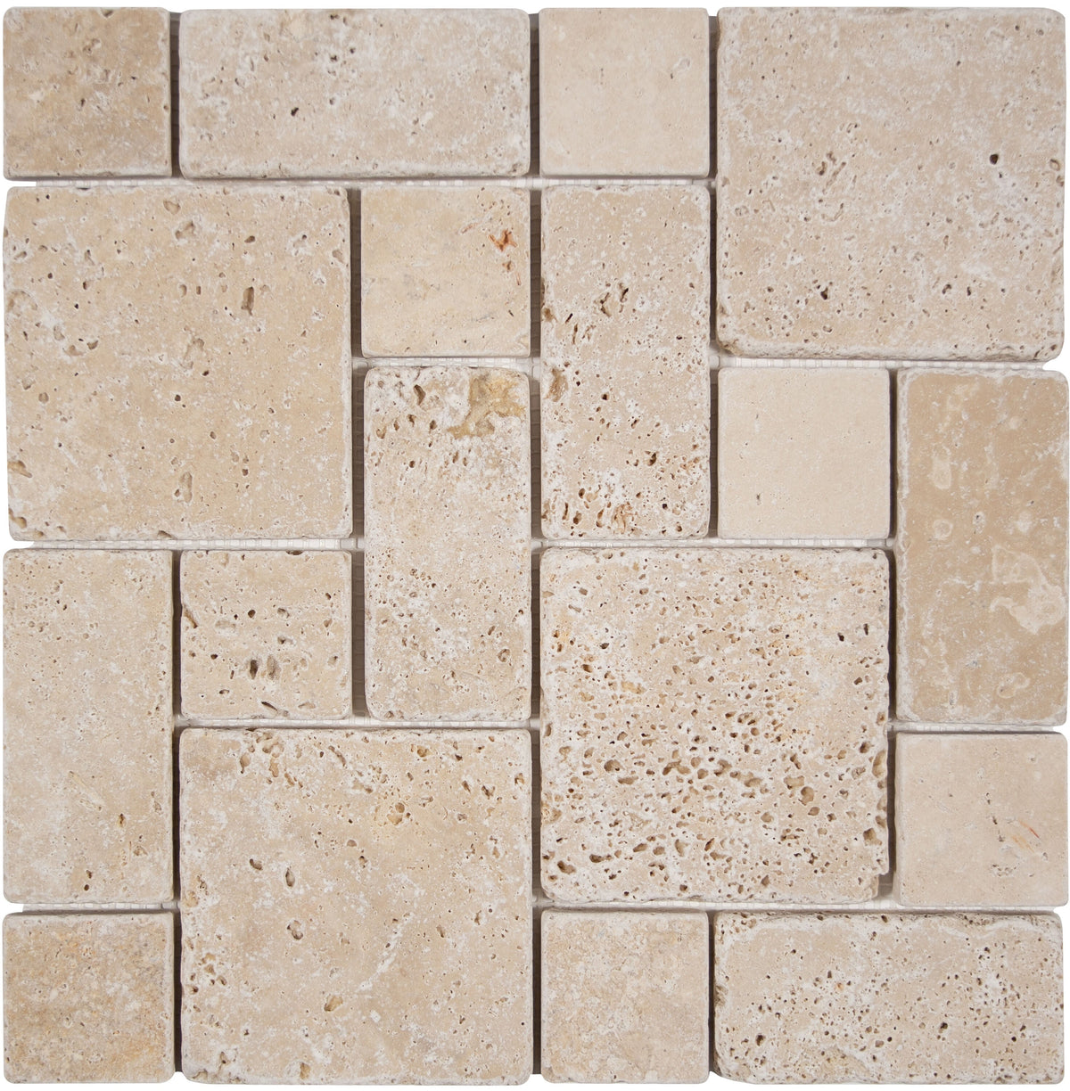 Satori Ivory Versailles 12-in x 12-in Honed Natural Stone Travertine Versailles Tile (1.001-sq ft per Piece)