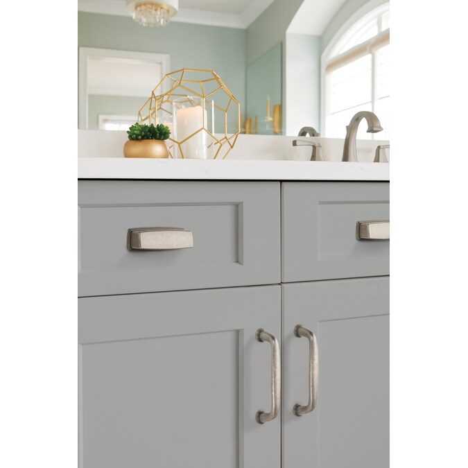 Amerock Kane 3-3/4-in (96mm) Center to Center Weathered Nickel Rectangular Cup Drawer Pull