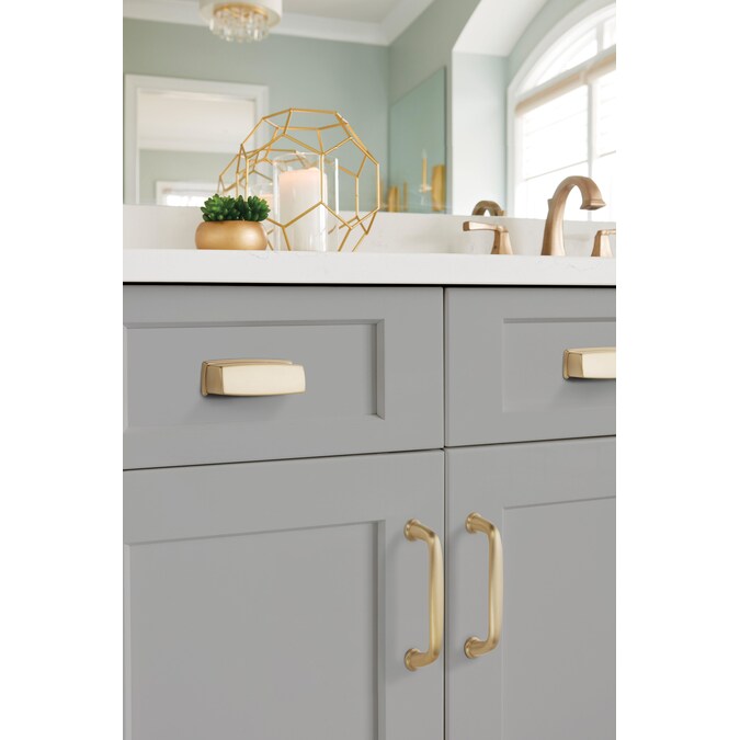 Amerock Kane 3-3/4-in (96mm) Center to Center Golden Champagne Rectangular Cup Drawer Pull
