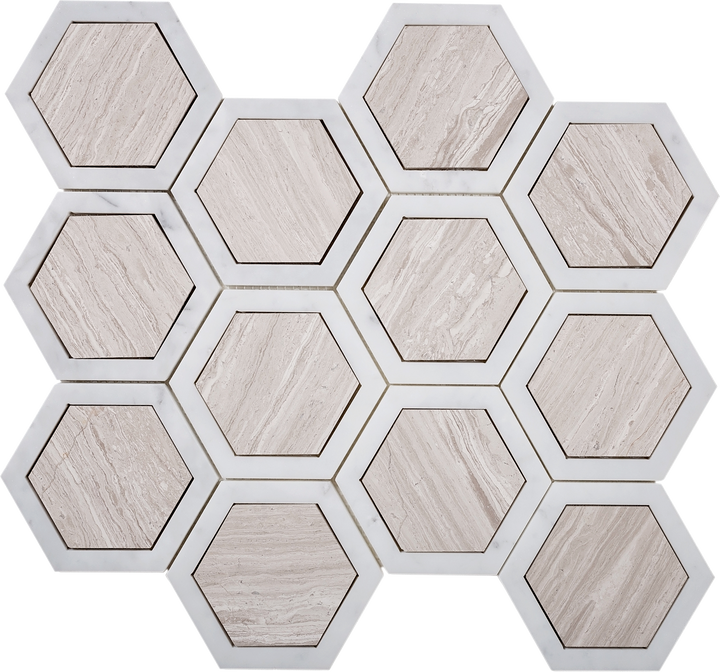 Apollo Tile Gray 5-in x 13-in Polished Natural Stone Marble Honeycomb Marble Look Wall Tile (5.48-sq. ft/ Carton)