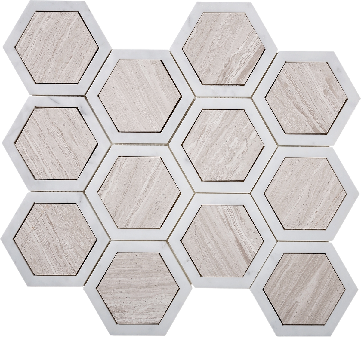 Apollo Tile Gray 5-in x 13-in Polished Natural Stone Marble Honeycomb Marble Look Wall Tile (5.48-sq. ft/ Carton)