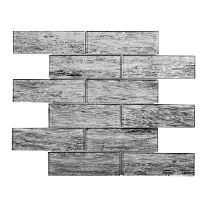 Apollo Tile (Sample) Gray 4-in x 4-in Glossy Glass Brick Wood Look Floor and Wall Tile