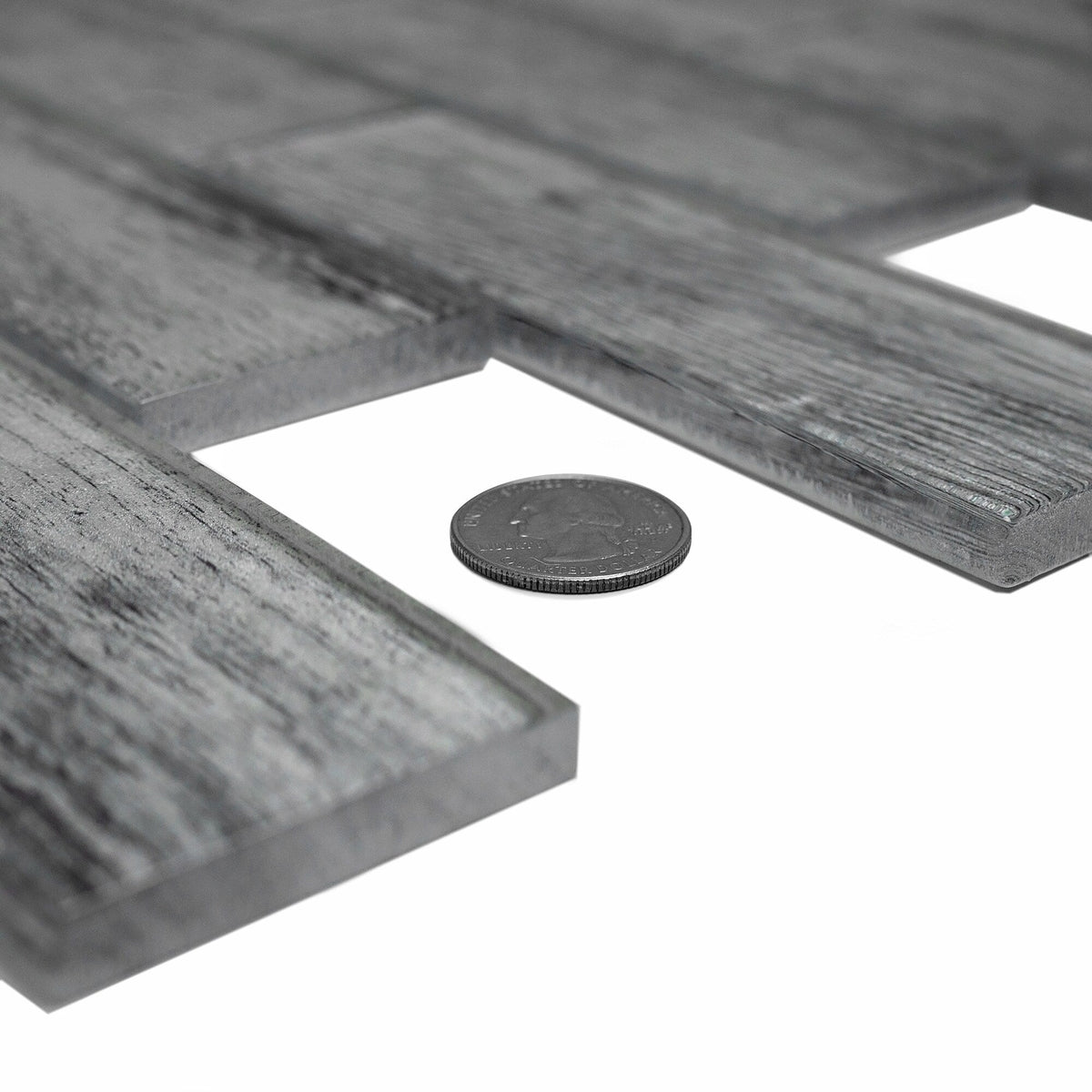 Apollo Tile (Sample) Gray 4-in x 4-in Glossy Glass Brick Wood Look Floor and Wall Tile