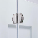 Glamour 32 in. x 76.40 in. Corner Drain Corner Shower Kit in White and Satin Nickel - Super Arbor