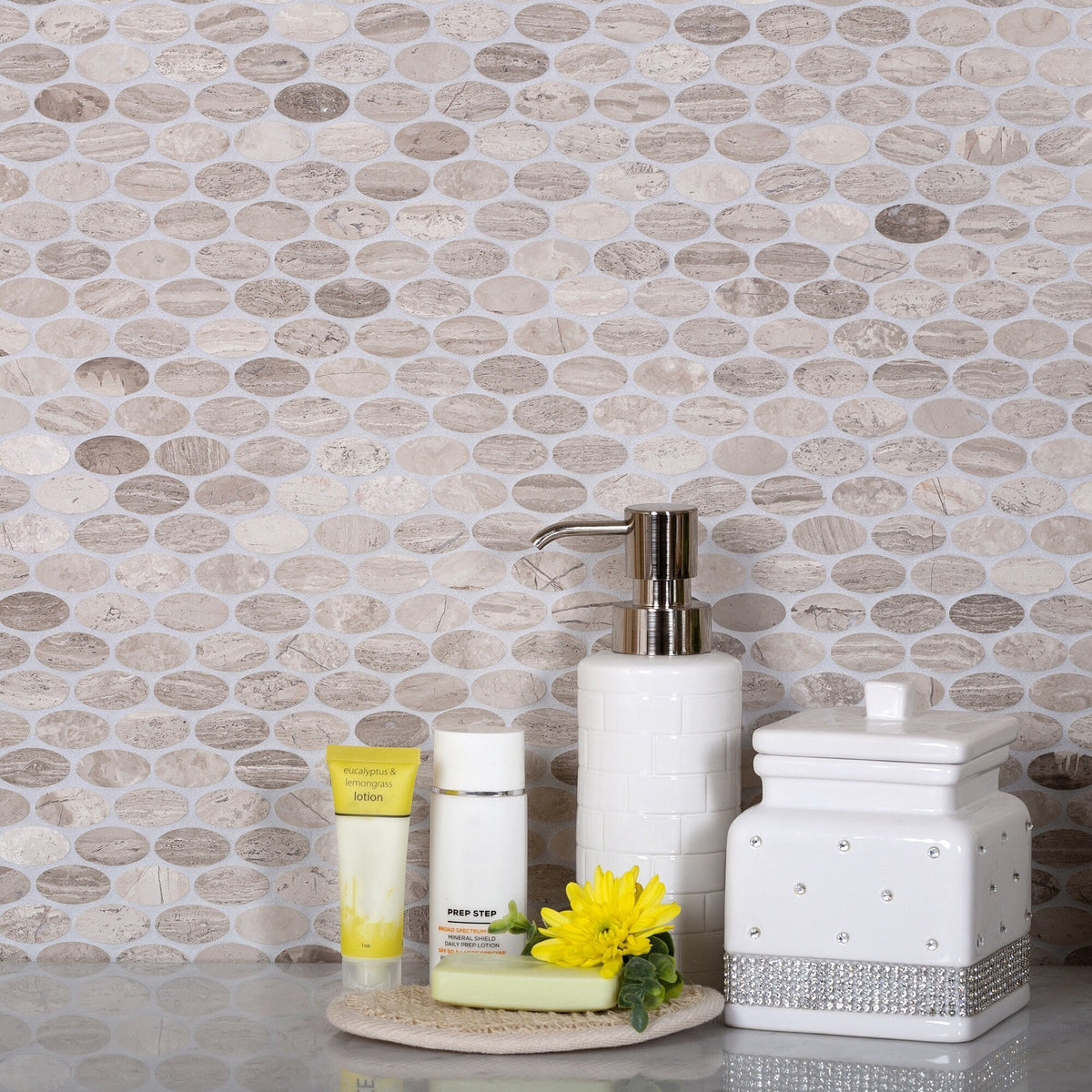 Apollo Tile (Sample) Gray 4-in x 4-in Polished Wood Honeycomb Wood Look Floor and Wall Tile