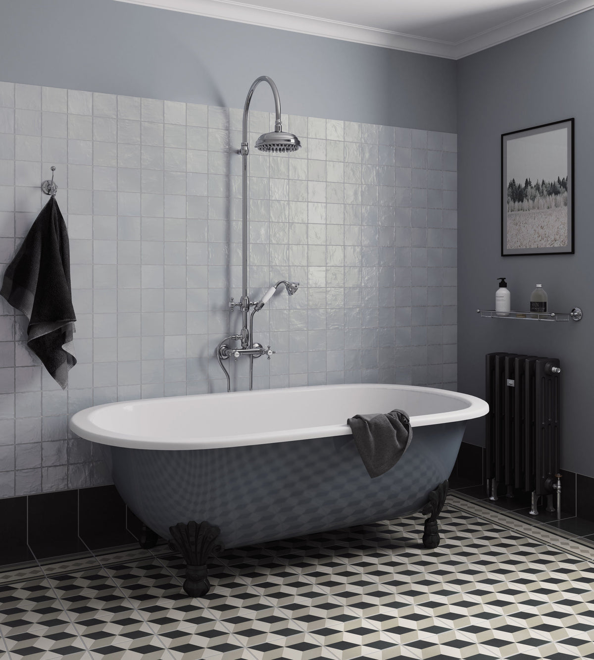 Apollo Tile (Sample) Duchess Gray 4-in x 4-in Glossy Ceramic Subway Wall Tile