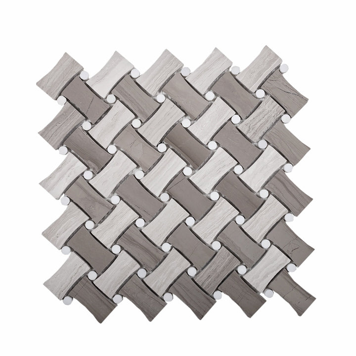 Apollo Tile (Sample) Gray 4-in x 4-in Polished Marble Basketweave Wood Look Floor and Wall Tile