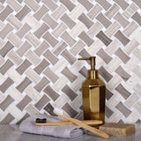 Apollo Tile (Sample) Gray 4-in x 4-in Polished Marble Basketweave Wood Look Floor and Wall Tile