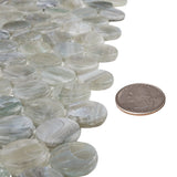 Apollo Tile (Sample) Grey, Blue 4-in x 4-in Glossy Glass Penny Round Stone Look Floor and Wall Tile