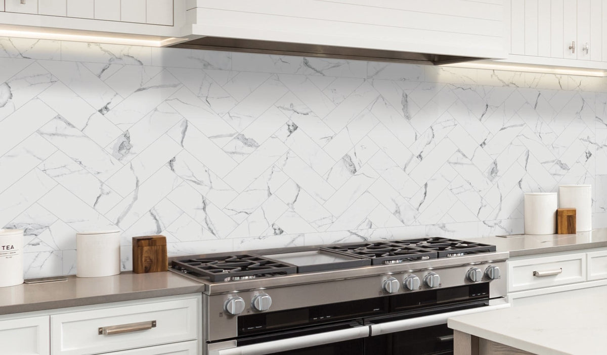 Satori Regent Statuario Glossy 4-in x 12-in Ceramic Marble-Look Wall Tile