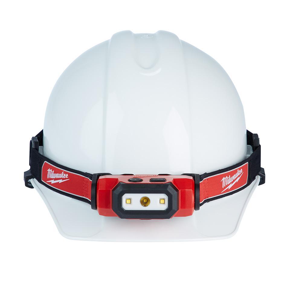 475 Lumens LED Rechargeable Hard Hat Headlamp w/BOLT White Type 1 Class C Full Brim Vented Hard Hat - Super Arbor